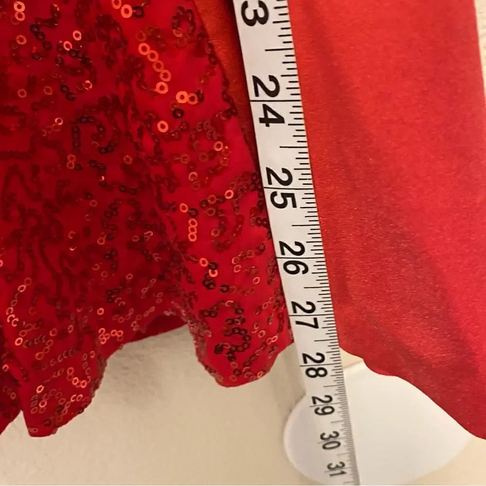 WEISSMAN Dance Costume red sequin mesh dress PLAY THAT SAX 11075 -Adult SA